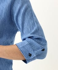 MKBGC21130 MK MICHEL KLEIN HOMME(MKミッシェルクランオム) 七分袖シャツ / 楊柳ストライプ ライトブルー