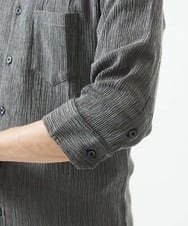 MKBGC21130 MK MICHEL KLEIN HOMME(MKミッシェルクランオム) 七分袖シャツ / 楊柳ストライプ ダークグレー