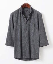 MKBGC21130 MK MICHEL KLEIN HOMME(MKミッシェルクランオム) 七分袖シャツ / 楊柳ストライプ ダークグレー