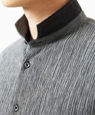 MKBGC21130 MK MICHEL KLEIN HOMME(MKミッシェルクランオム) 七分袖シャツ / 楊柳ストライプ ダークグレー