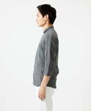 MKBGC21130 MK MICHEL KLEIN HOMME(MKミッシェルクランオム) 七分袖シャツ / 楊柳ストライプ ダークグレー