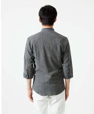 MKBGC21130 MK MICHEL KLEIN HOMME(MKミッシェルクランオム) 七分袖シャツ / 楊柳ストライプ ダークグレー