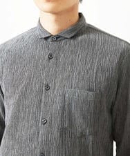 MKBGC21130 MK MICHEL KLEIN HOMME(MKミッシェルクランオム) 七分袖シャツ / 楊柳ストライプ ダークグレー