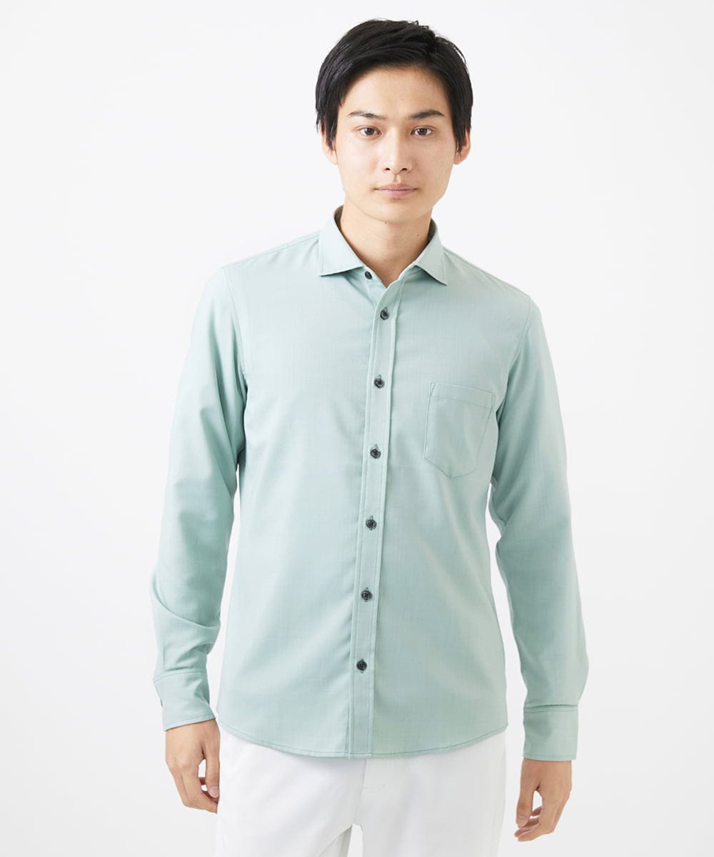 MKBGC23090 MK MICHEL KLEIN HOMME(MKミッシェルクランオム) リネンタッチスマートシャツ ブルー