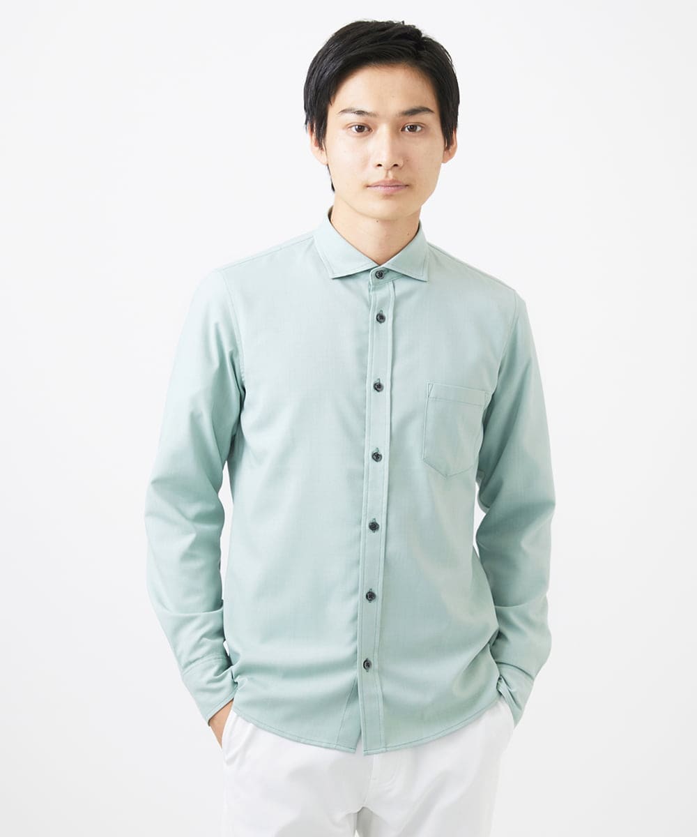 MKBGC23090 MK MICHEL KLEIN HOMME(MKミッシェルクランオム) リネンタッチスマートシャツ ブルー