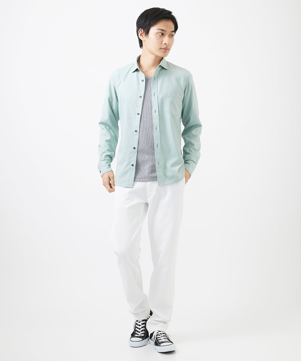 MKBGC23090 MK MICHEL KLEIN HOMME(MKミッシェルクランオム) リネンタッチスマートシャツ ブルー
