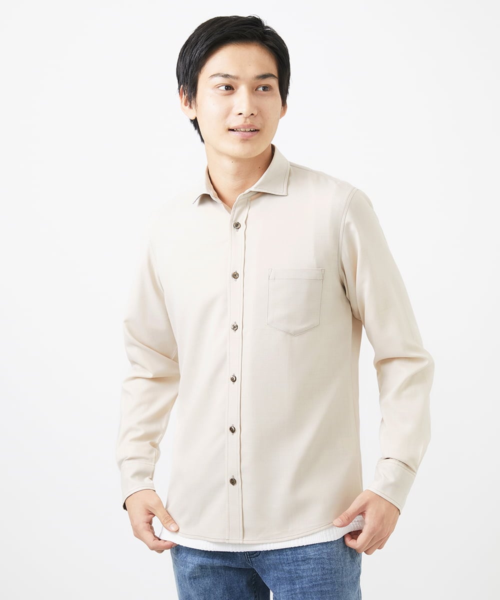 MKBGC23090 MK MICHEL KLEIN HOMME(MKミッシェルクランオム) リネンタッチスマートシャツ ブルー