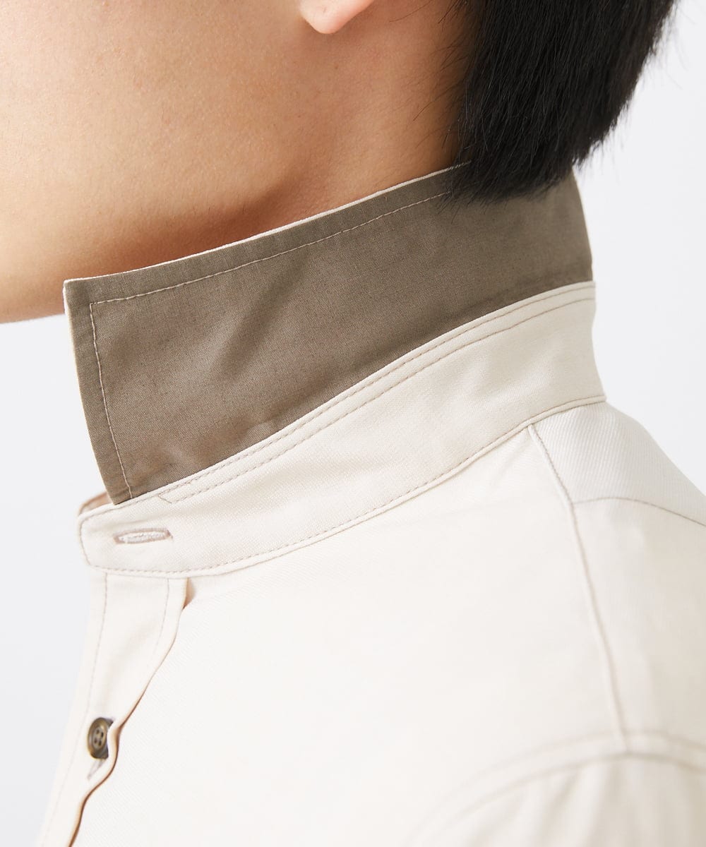 MKBGC23090 MK MICHEL KLEIN HOMME(MKミッシェルクランオム) リネンタッチスマートシャツ ブルー