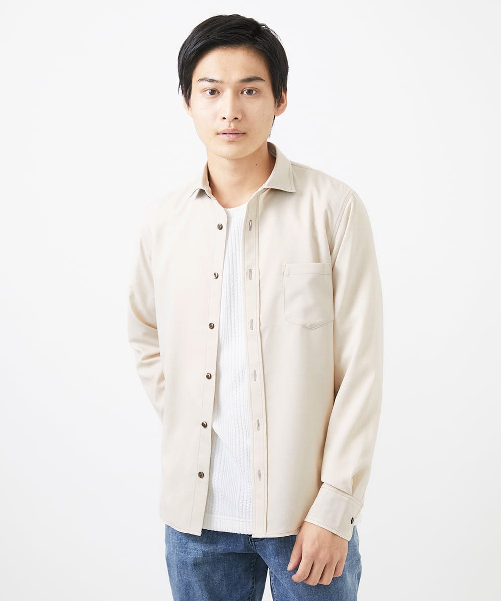 MKBGC23090 MK MICHEL KLEIN HOMME(MKミッシェルクランオム) リネンタッチスマートシャツ ブルー