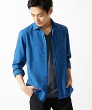 MKBGC23090 MK MICHEL KLEIN HOMME(MKミッシェルクランオム) リネンタッチスマートシャツ ブルー