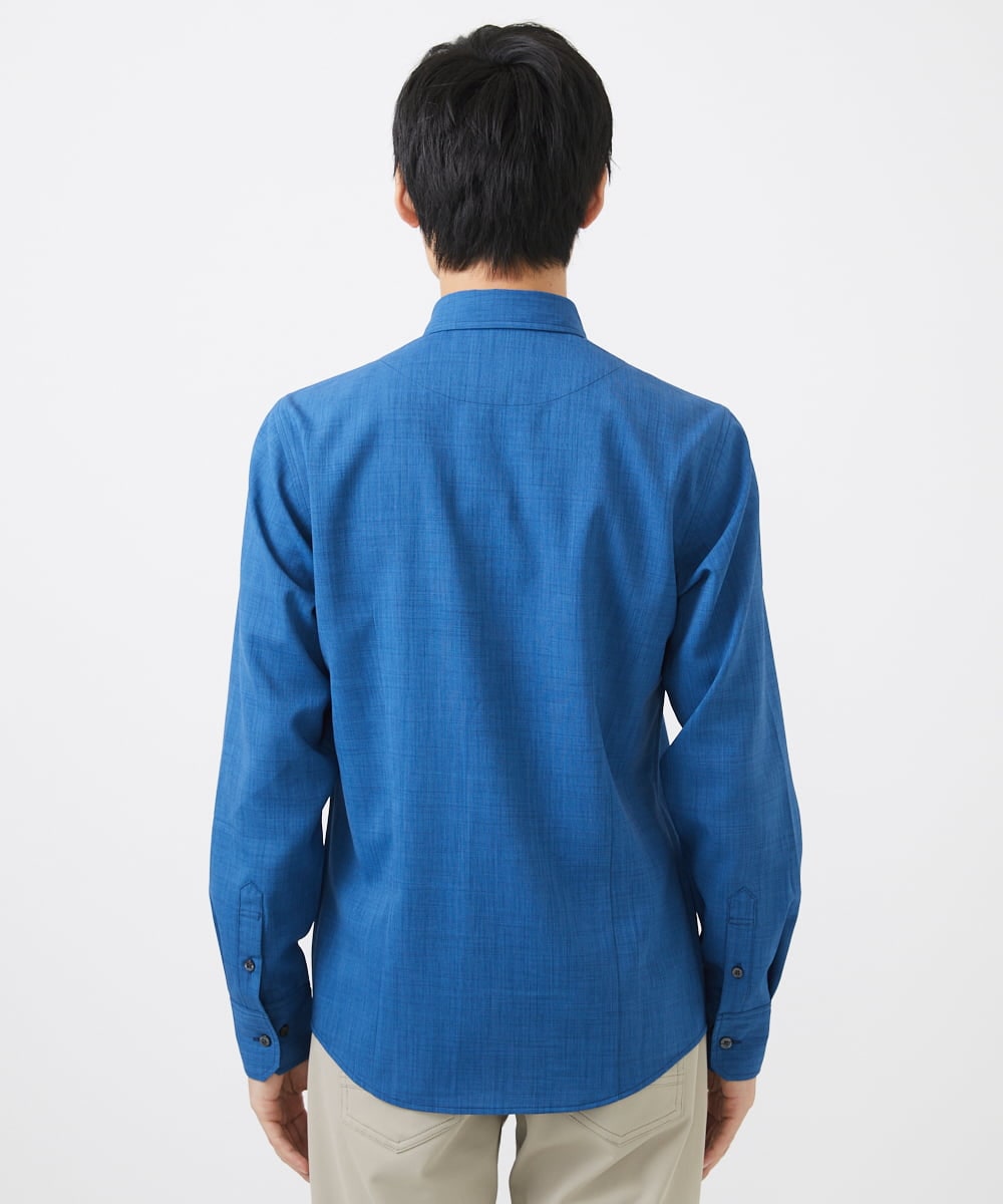 MKBGC23090 MK MICHEL KLEIN HOMME(MKミッシェルクランオム) リネンタッチスマートシャツ ブルー