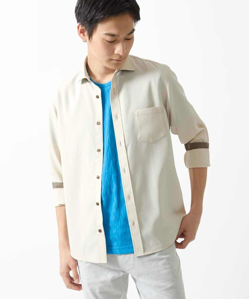 MKBGC23090 MK MICHEL KLEIN HOMME(MKミッシェルクランオム) リネンタッチスマートシャツ ブルー