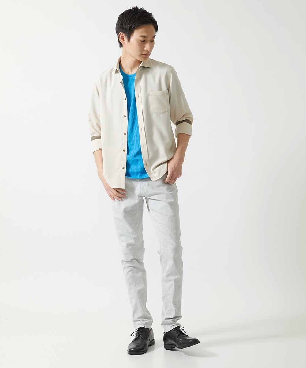 MKBGC23090 MK MICHEL KLEIN HOMME(MKミッシェルクランオム) リネンタッチスマートシャツ ブルー