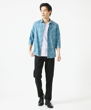 MKBGC61130 MK MICHEL KLEIN HOMME(MKミッシェルクランオム) 【洗える/ ドライタッチ】 シャルバート楊柳七分袖シャツ ライトブルー