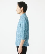 MKBGC61130 MK MICHEL KLEIN HOMME(MKミッシェルクランオム) 【洗える/ ドライタッチ】 シャルバート楊柳七分袖シャツ ライトブルー