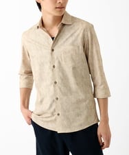 MKBGC61130 MK MICHEL KLEIN HOMME(MKミッシェルクランオム) 【洗える/ ドライタッチ】 シャルバート楊柳七分袖シャツ アイボリー