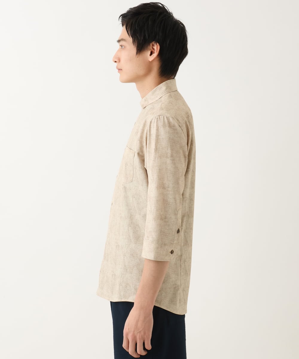 MKBGC61130 MK MICHEL KLEIN HOMME(MKミッシェルクランオム) 【洗える/ ドライタッチ】 シャルバート楊柳七分袖シャツ アイボリー