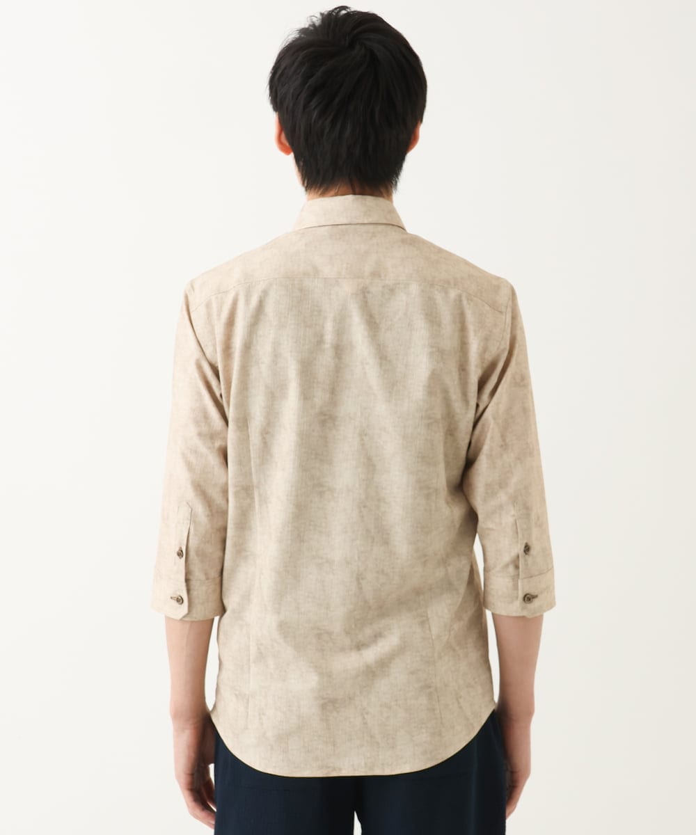 MKBGC61130 MK MICHEL KLEIN HOMME(MKミッシェルクランオム) 【洗える/ ドライタッチ】 シャルバート楊柳七分袖シャツ アイボリー