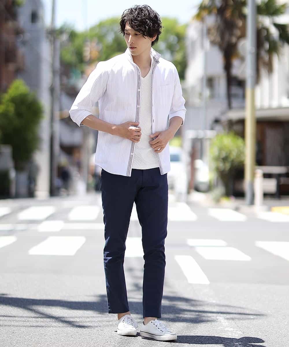 MKBGL16110 MK MICHEL KLEIN HOMME(MKミッシェルクランオム) シャツ／ストレッチリバーシブル ホワイト