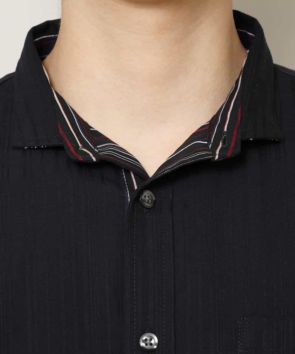 MKBGL16110 MK MICHEL KLEIN HOMME(MKミッシェルクランオム) シャツ／ストレッチリバーシブル ブラック