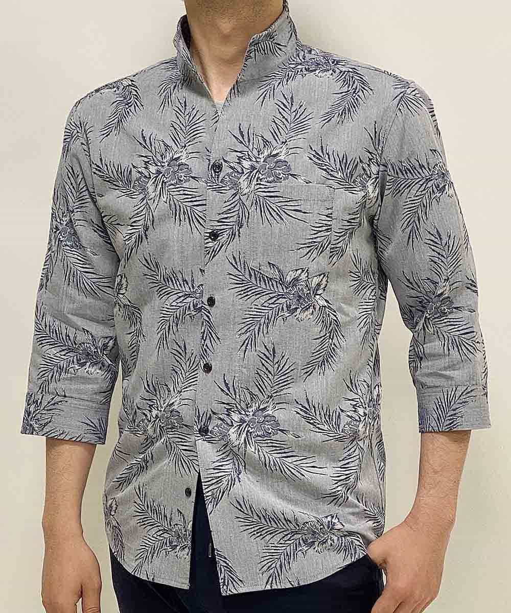 MKBGL26090 MK MICHEL KLEIN HOMME(MKミッシェルクランオム) 7分袖シャツ／CRボタニカルJQ ブルー