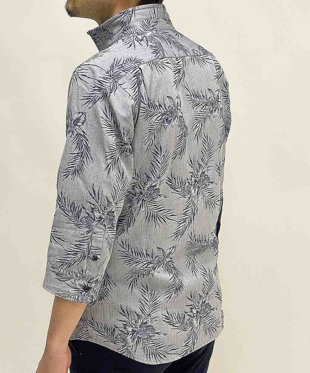 MKBGL26090 MK MICHEL KLEIN HOMME(MKミッシェルクランオム) 7分袖シャツ／CRボタニカルJQ ブルー