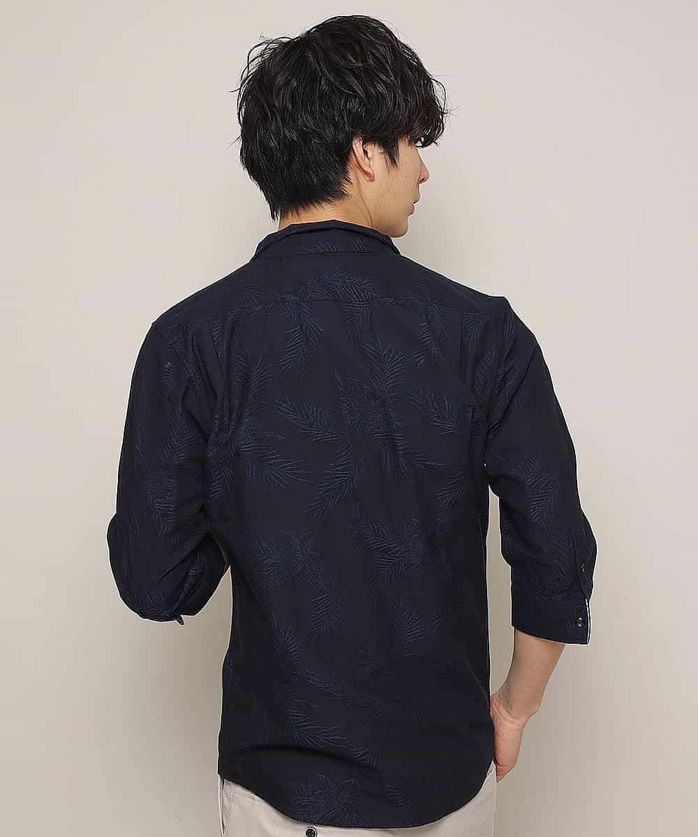 MKBGL26090 MK MICHEL KLEIN HOMME(MKミッシェルクランオム) 7分袖シャツ／CRボタニカルJQ ネイビー