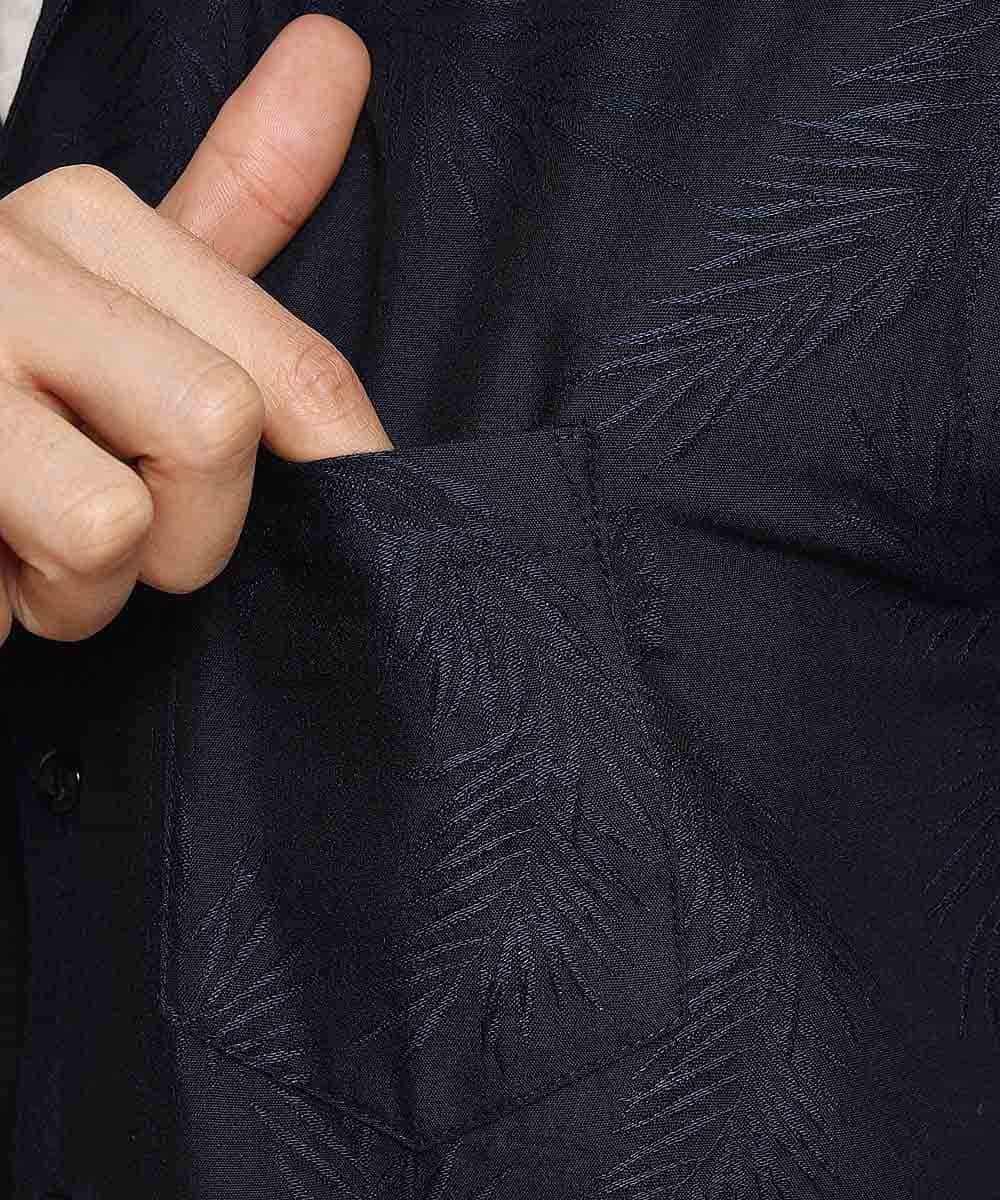 MKBGL26090 MK MICHEL KLEIN HOMME(MKミッシェルクランオム) 7分袖シャツ／CRボタニカルJQ ネイビー