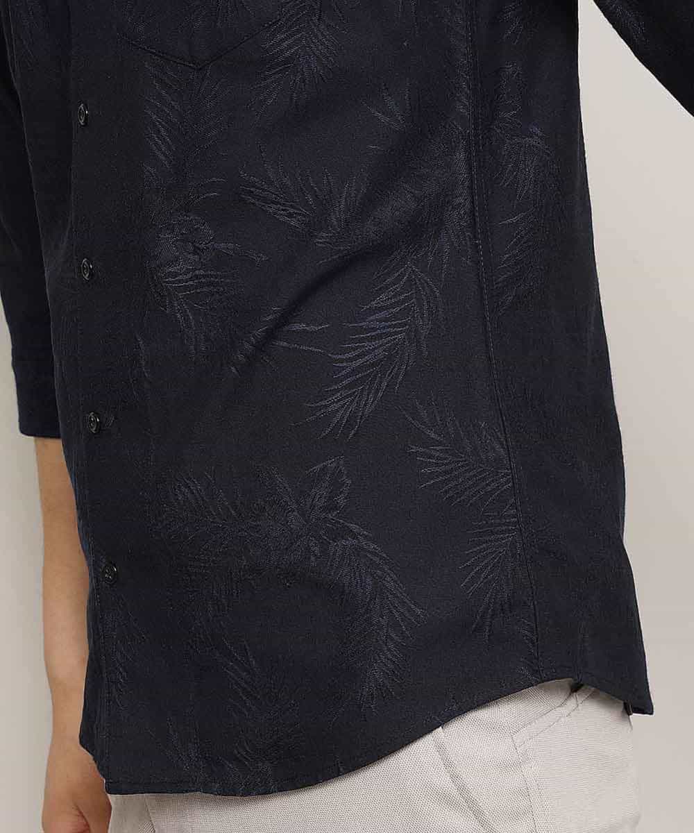 MKBGL26090 MK MICHEL KLEIN HOMME(MKミッシェルクランオム) 7分袖シャツ／CRボタニカルJQ ネイビー