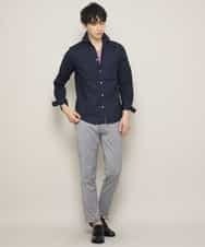 MKBGL32089 MK MICHEL KLEIN HOMME(MKミッシェルクランオム) シャツ／ダブルチェックストレッチ ネイビー