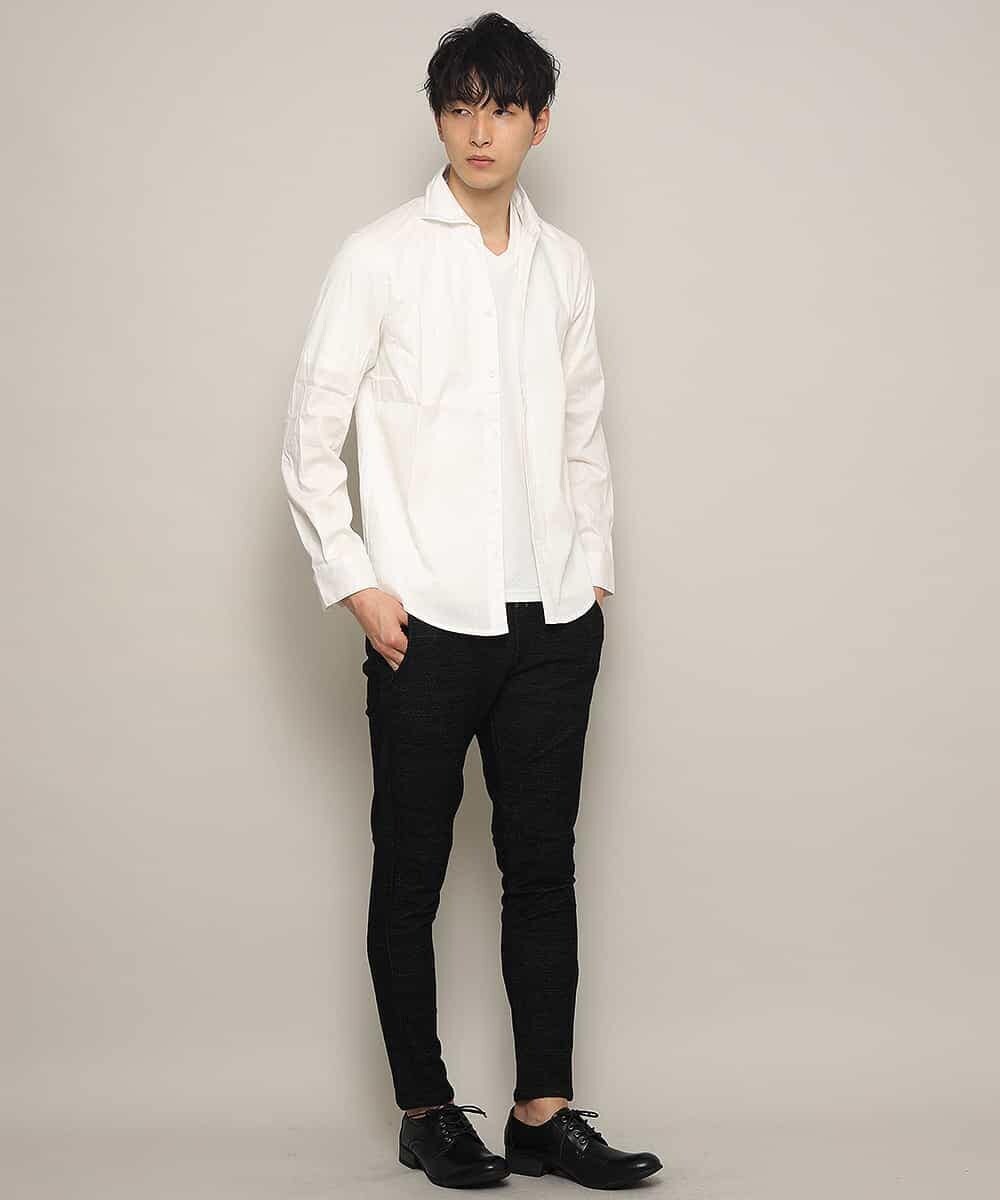 MKBGL32089 MK MICHEL KLEIN HOMME(MKミッシェルクランオム) シャツ／ダブルチェックストレッチ ホワイト