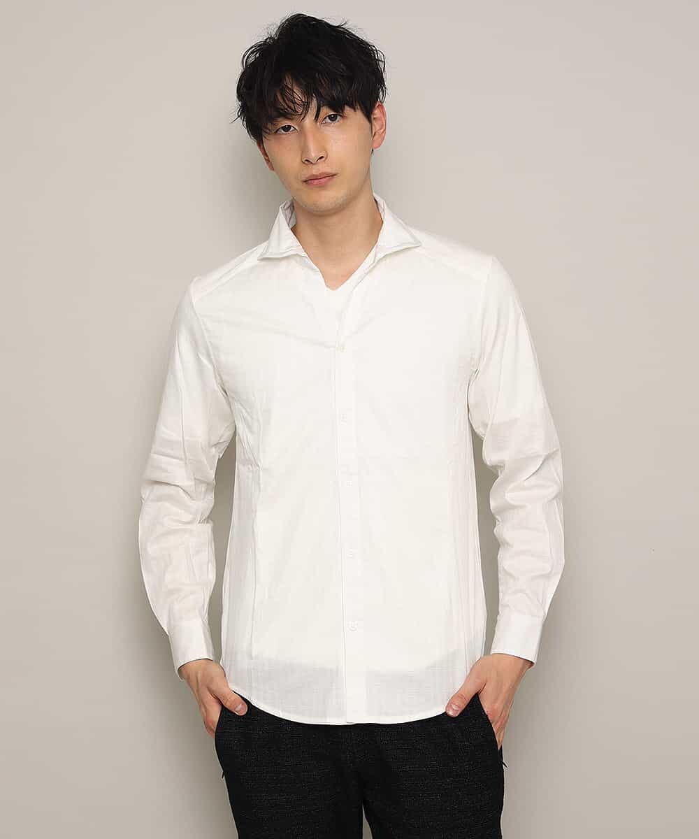MKBGL32089 MK MICHEL KLEIN HOMME(MKミッシェルクランオム) シャツ／ダブルチェックストレッチ ホワイト