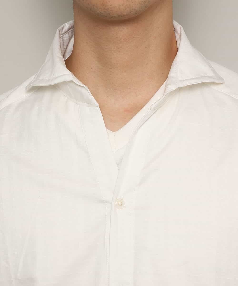 MKBGL32089 MK MICHEL KLEIN HOMME(MKミッシェルクランオム) シャツ／ダブルチェックストレッチ ホワイト
