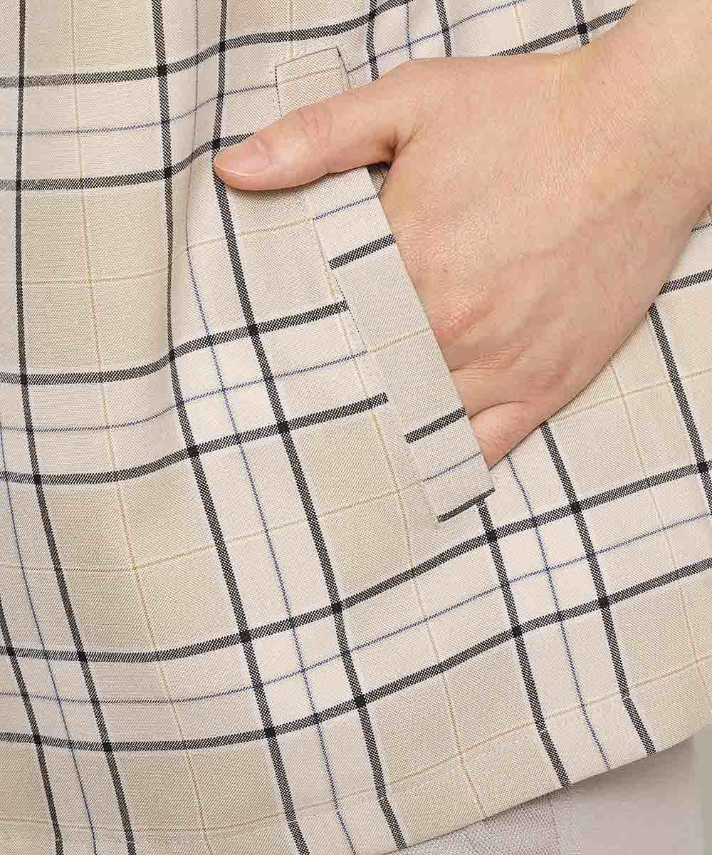 MKBGL34079 MK MICHEL KLEIN HOMME(MKミッシェルクランオム) 半袖チェックブルゾン ベージュ
