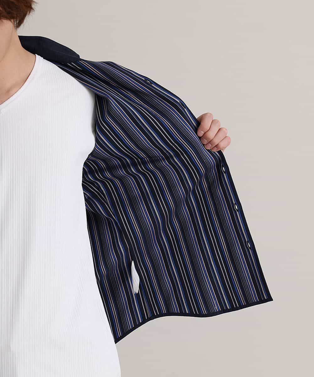 MKBGM58110 MK MICHEL KLEIN HOMME(MKミッシェルクランオム) クリアリバーシブル七分袖シャツ ネイビー