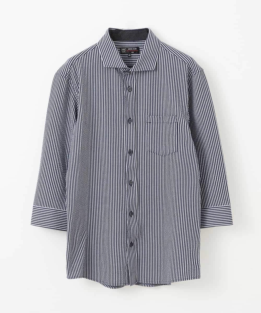 MKBGM65110 MK MICHEL KLEIN HOMME(MKミッシェルクランオム) 【涼シャツ/速乾/ストレッチ】クールマックスニットサッカー ネイビー