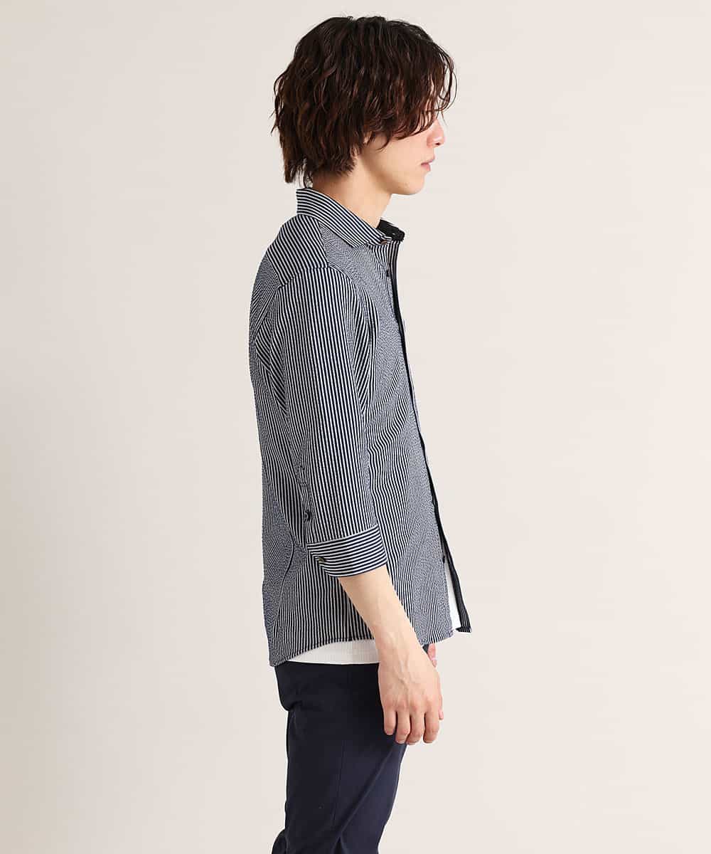 MKBGM65110 MK MICHEL KLEIN HOMME(MKミッシェルクランオム) 【涼シャツ/速乾/ストレッチ】クールマックスニットサッカー ネイビー