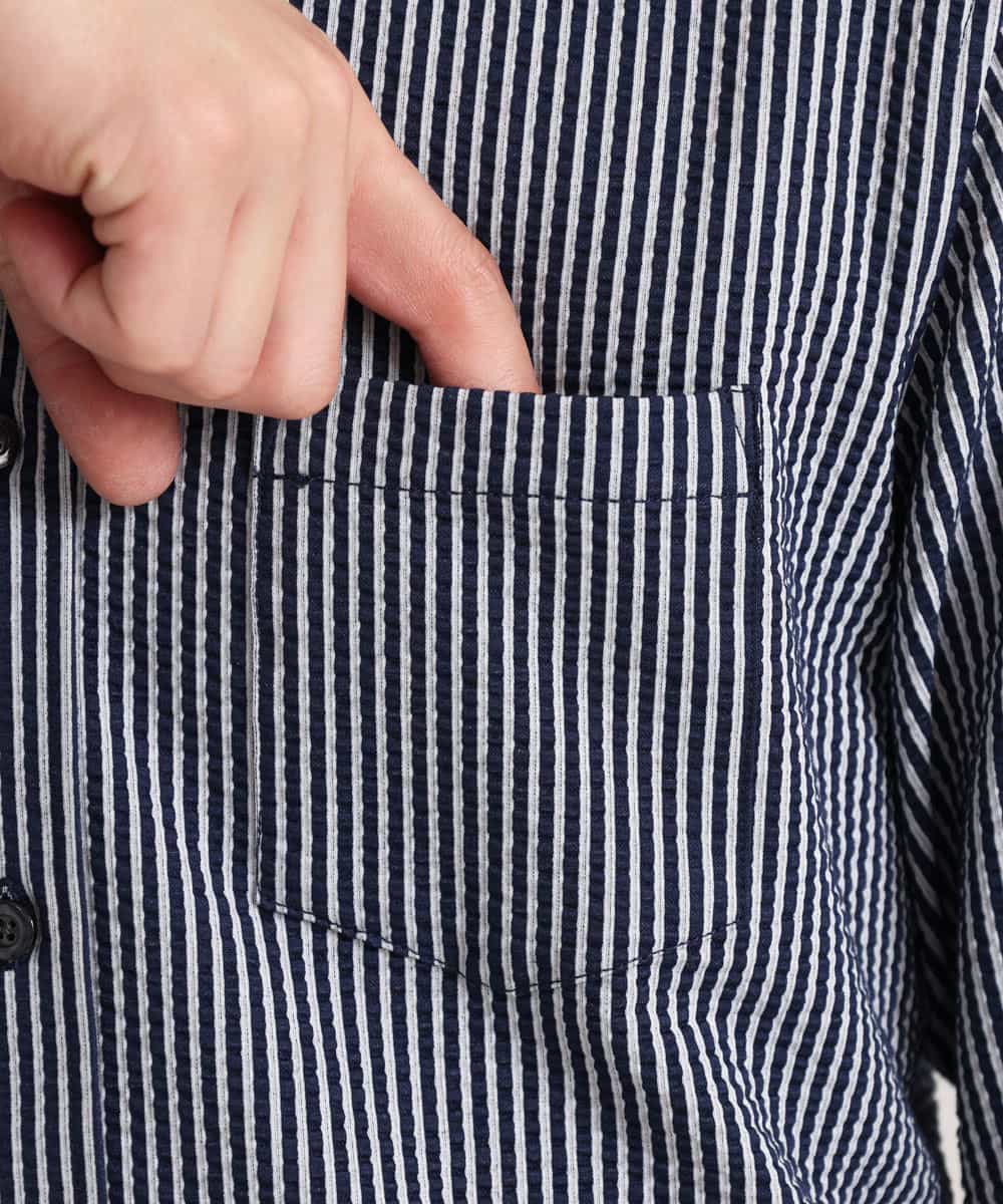 MKBGM65110 MK MICHEL KLEIN HOMME(MKミッシェルクランオム) 【涼シャツ/速乾/ストレッチ】クールマックスニットサッカー ネイビー