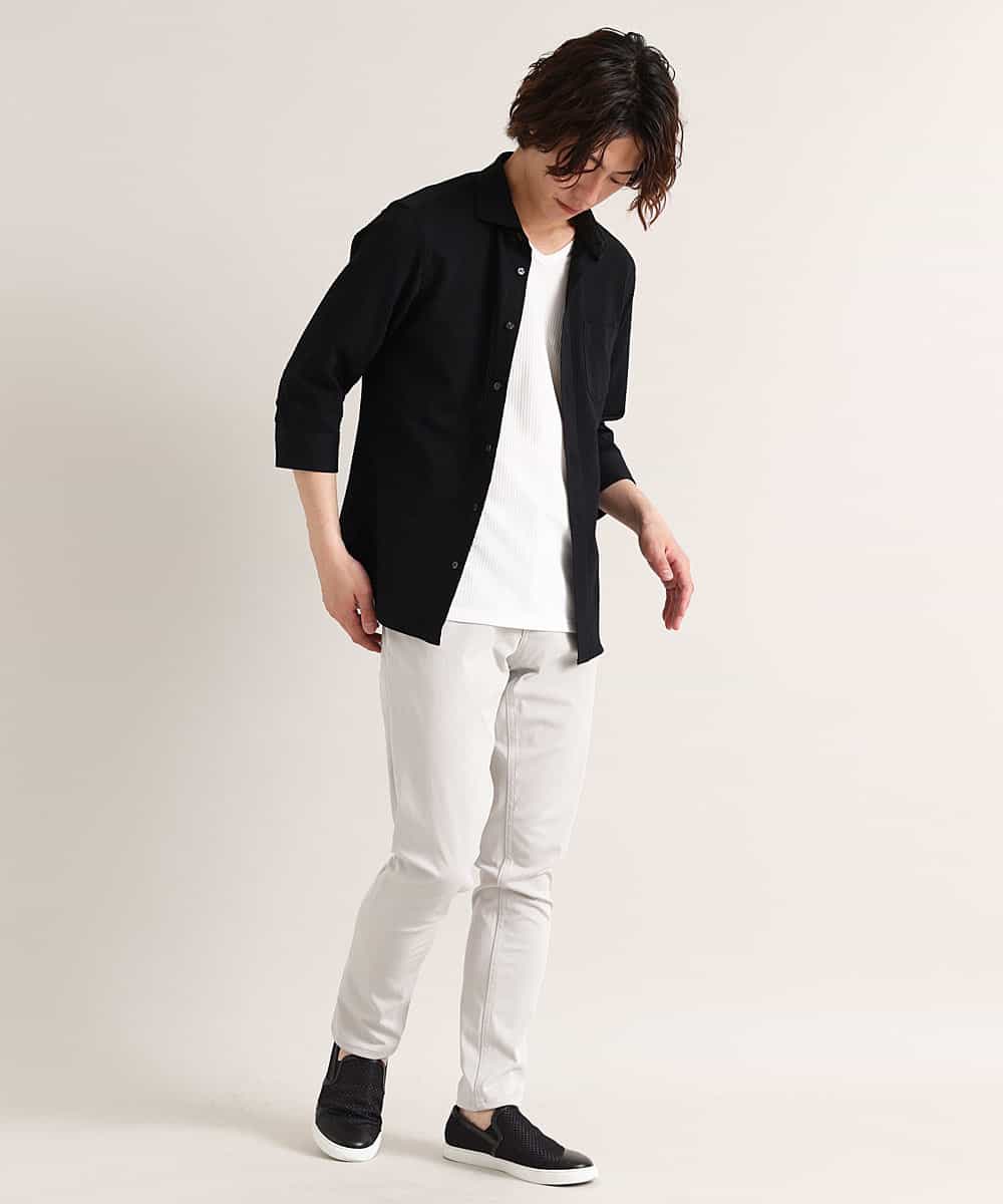 MKBGM65110 MK MICHEL KLEIN HOMME(MKミッシェルクランオム) 【涼シャツ/速乾/ストレッチ】クールマックスニットサッカー ブラック