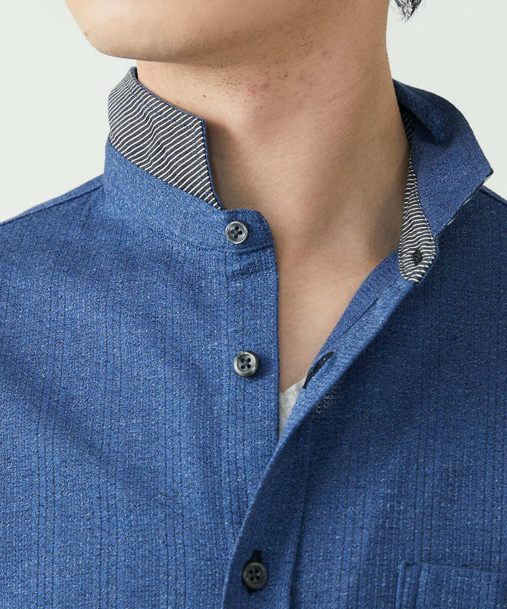 MKBGS54120 MK MICHEL KLEIN HOMME(MKミッシェルクランオム) イズミールコットンシャツ ブルー(55)