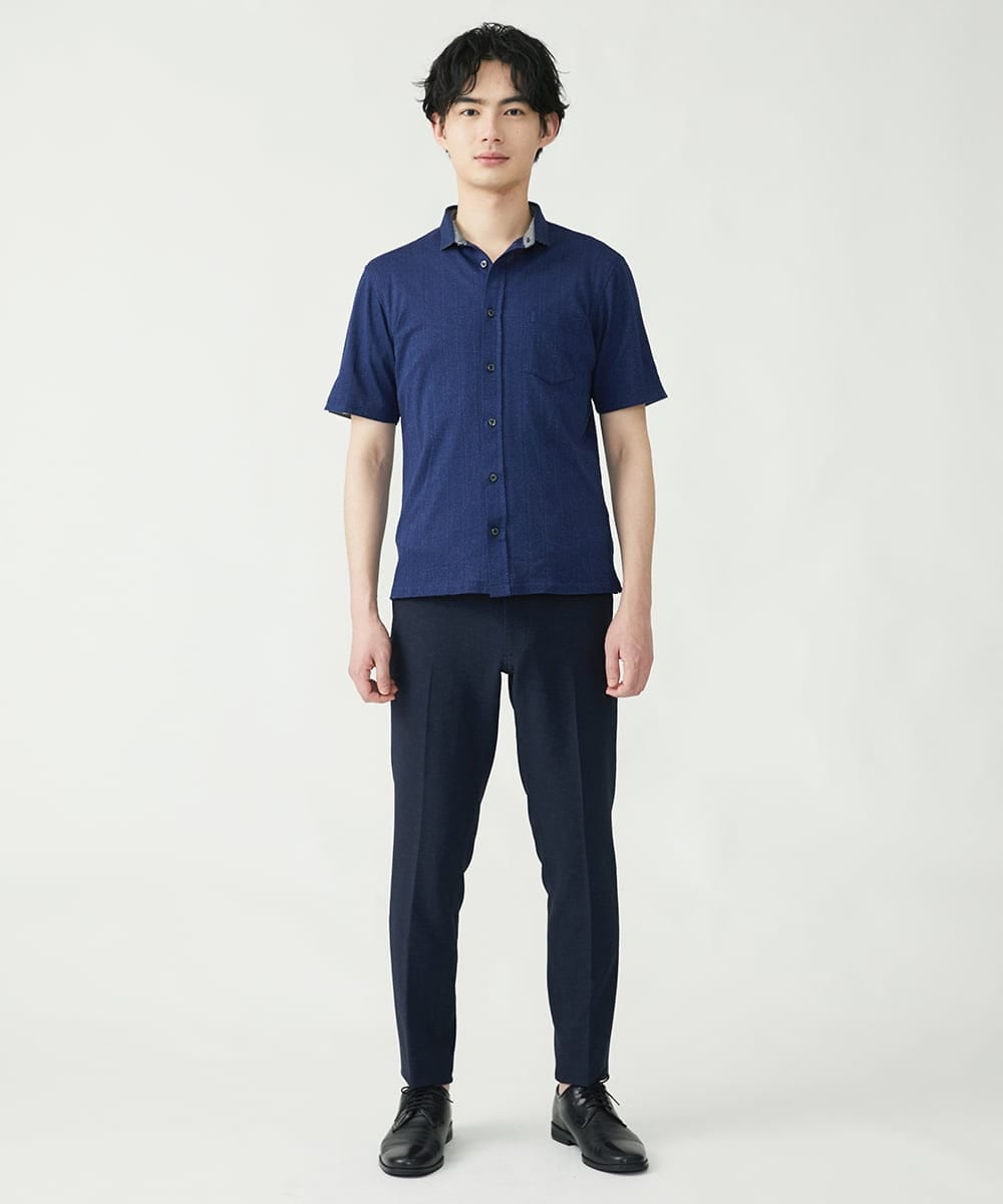 MKBGS54120 MK MICHEL KLEIN HOMME(MKミッシェルクランオム) イズミールコットンシャツ ネイビー(57)