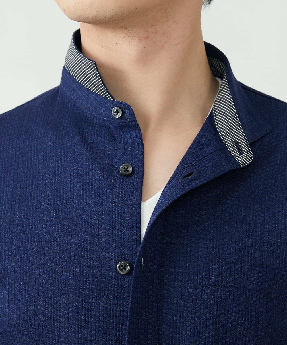 MKBGS54120 MK MICHEL KLEIN HOMME(MKミッシェルクランオム) イズミールコットンシャツ ネイビー(57)