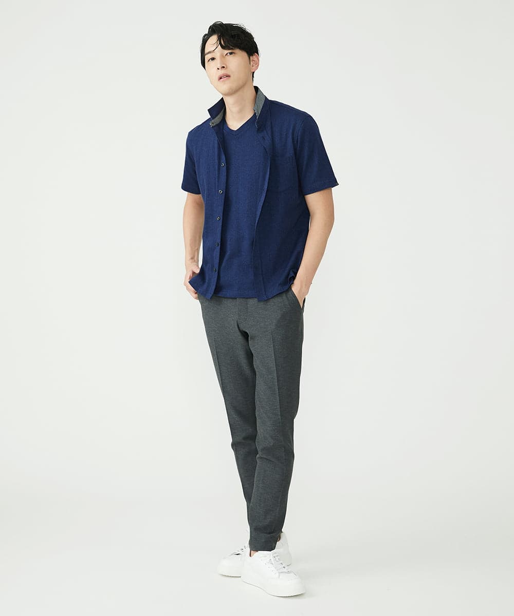 MKBGS54120 MK MICHEL KLEIN HOMME(MKミッシェルクランオム) イズミールコットンシャツ ネイビー(57)