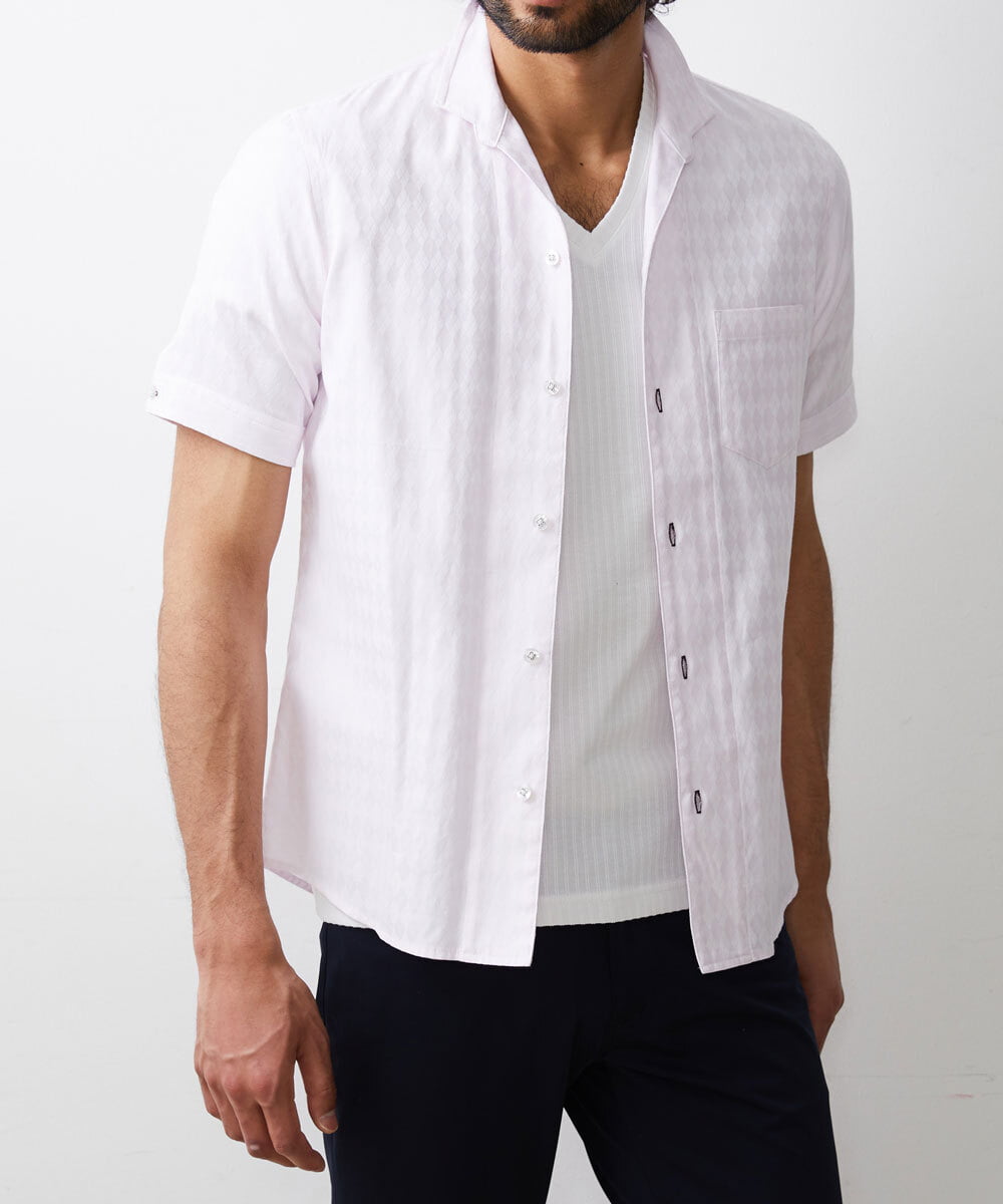 MKBGS55140 MK MICHEL KLEIN HOMME(MKミッシェルクランオム) アーガイルシャツ ピンク(03)