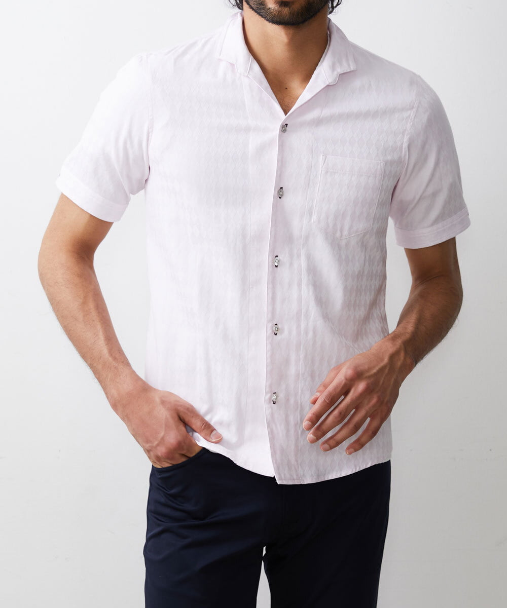 MKBGS55140 MK MICHEL KLEIN HOMME(MKミッシェルクランオム) アーガイルシャツ ピンク(03)