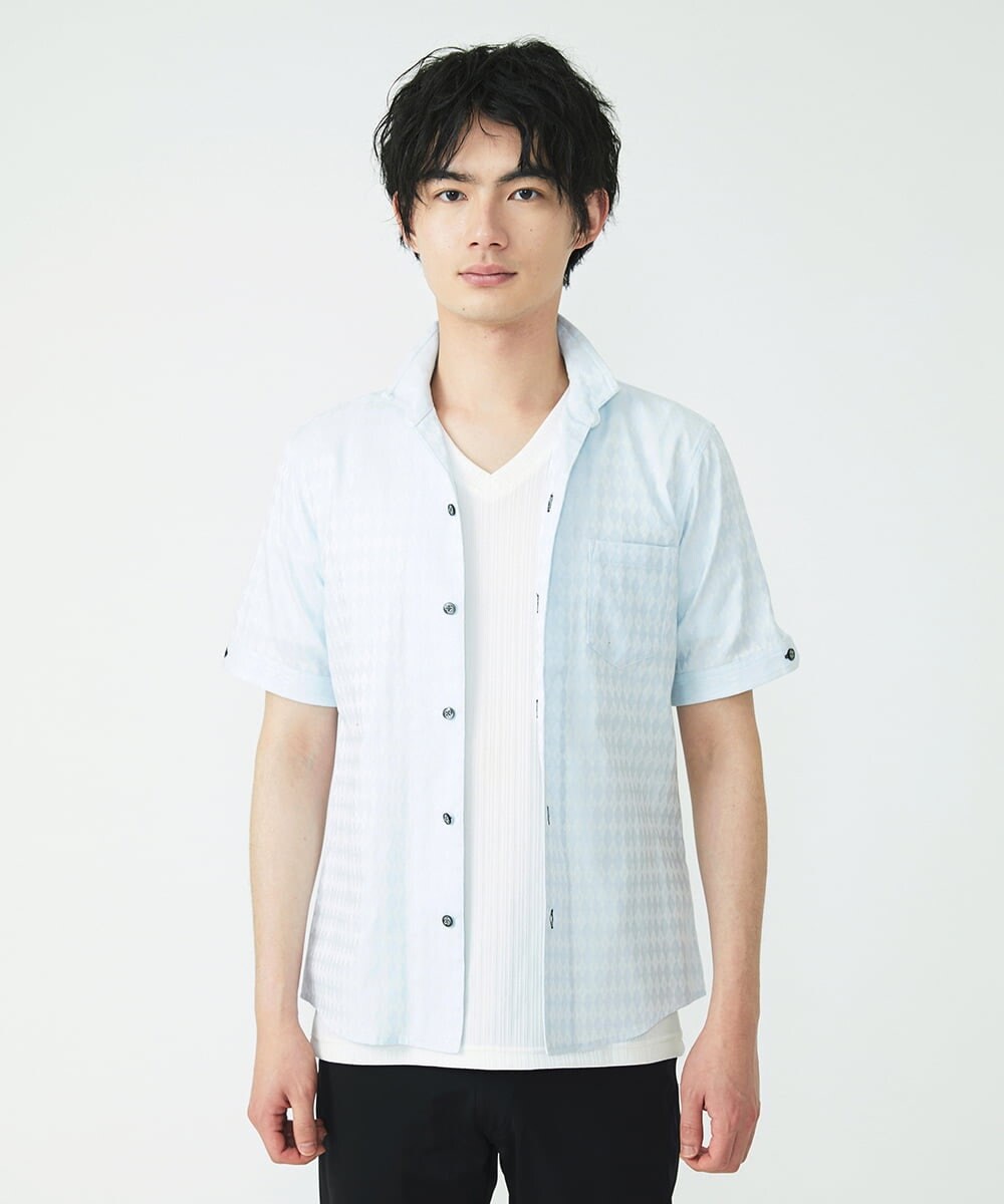 MKBGS55140 MK MICHEL KLEIN HOMME(MKミッシェルクランオム) アーガイルシャツ ライトブルー(50)