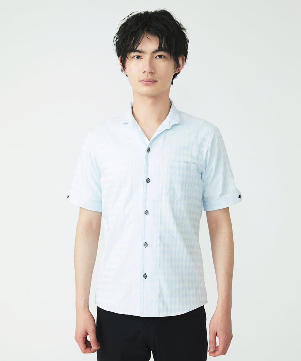 MKBGS55140 MK MICHEL KLEIN HOMME(MKミッシェルクランオム) アーガイルシャツ ライトブルー(50)