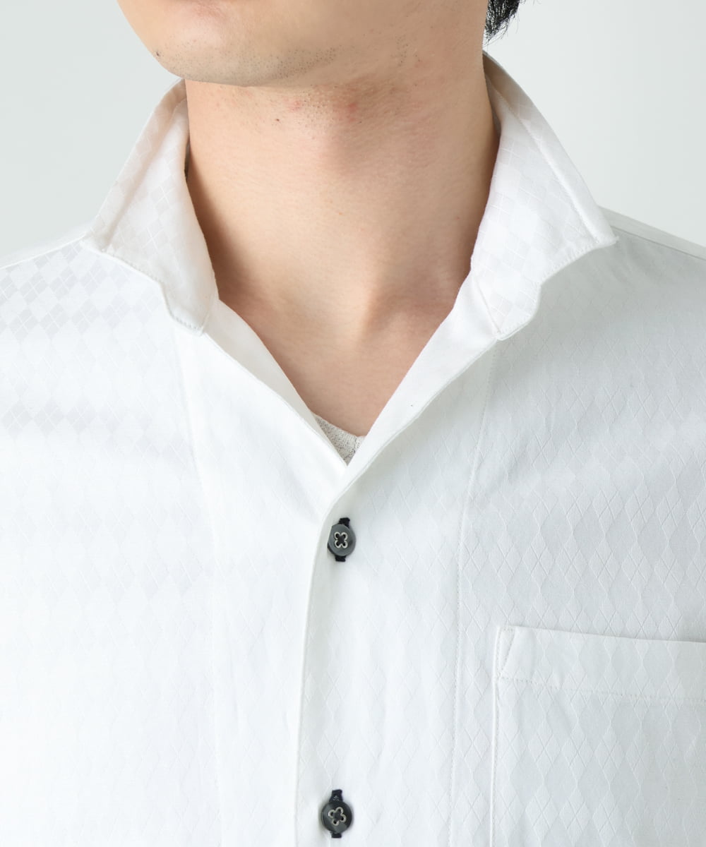 MKBGS55140 MK MICHEL KLEIN HOMME(MKミッシェルクランオム) アーガイルシャツ ホワイト(90)