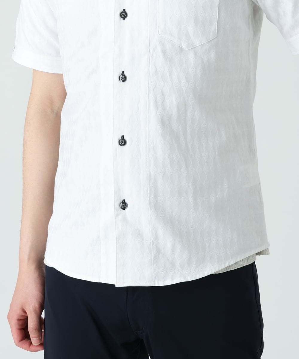 MKBGS55140 MK MICHEL KLEIN HOMME(MKミッシェルクランオム) アーガイルシャツ ホワイト(90)