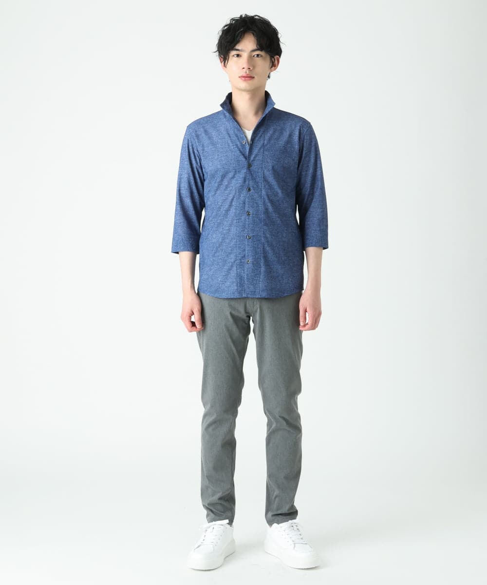 MKBGS67130 MK MICHEL KLEIN HOMME(MKミッシェルクランオム) スタンドカラーシャツ / TECドライメッシュ ブルー(55)